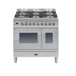 ILVE PDW906E3 Roma Freestanding Dual Fuel Range Cooker Stainless Steel